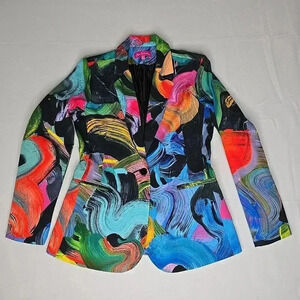 Claire Desjardins Designer Blazer Jacket Abstract Colorful Art to Wear Design SP